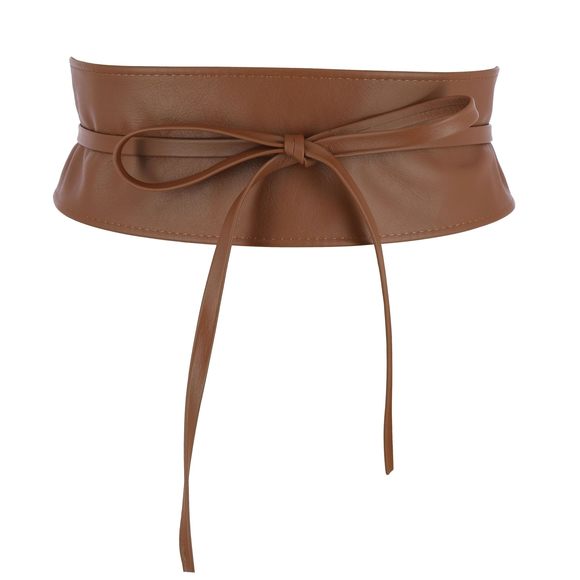 Fаshіоngеn Accessories - - Woman Italian Leather Obi Belt, Cassiane - Light Brown, 3xl🤚